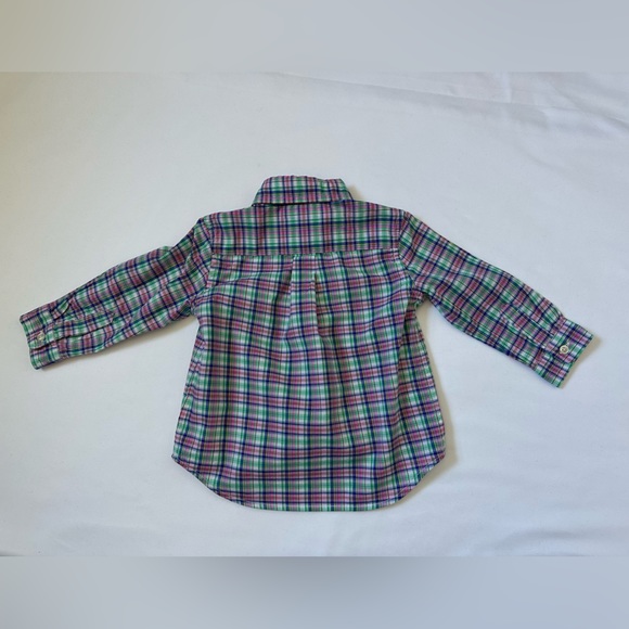 Ralph Lauren - Baby Plaid Cotton Poplin Button Up Shirt - Pink - 9 Months - Picture 3 of 5